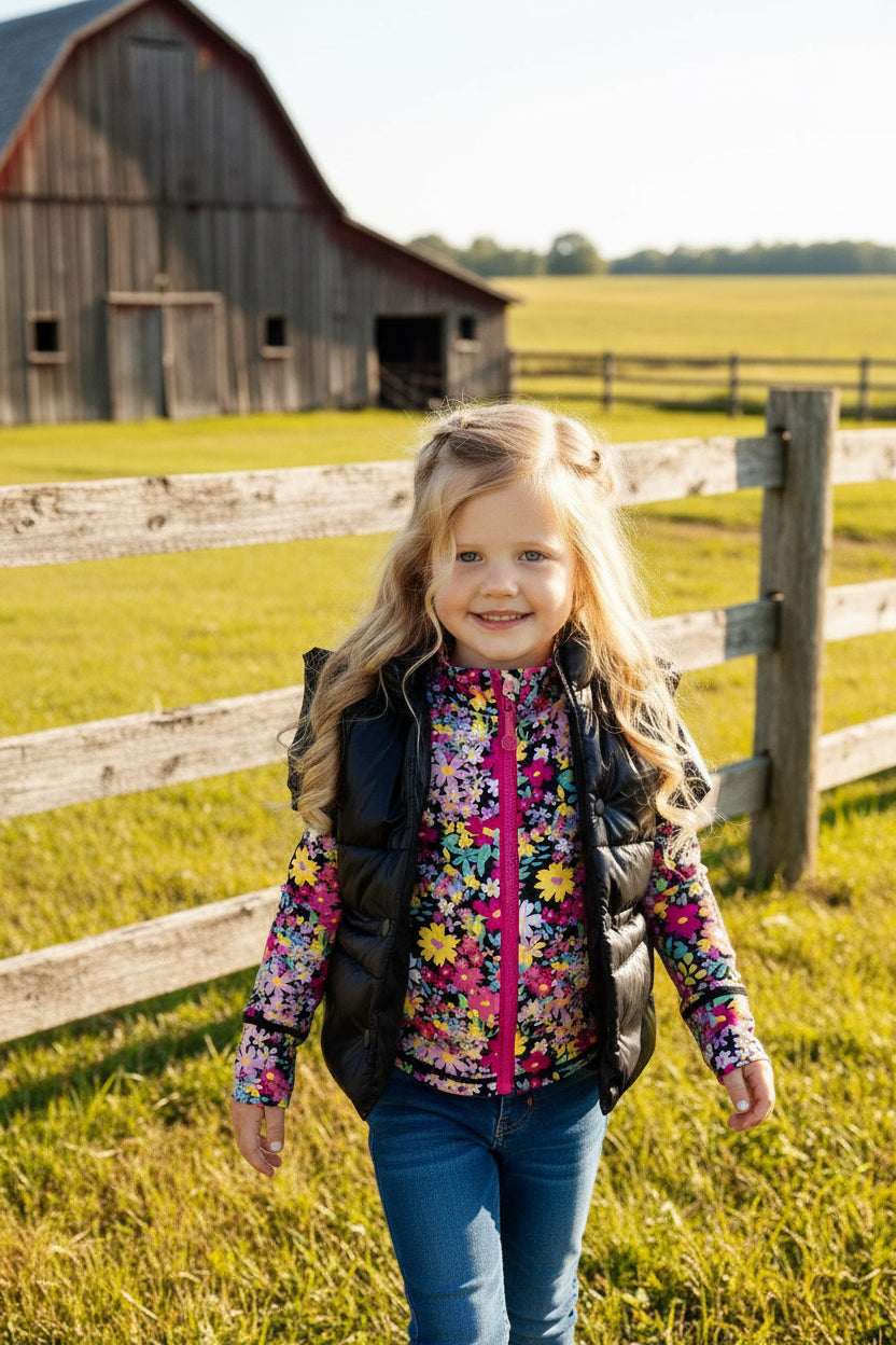 Mila & Rose Neon Pink Checker Puffer Vest main image 0