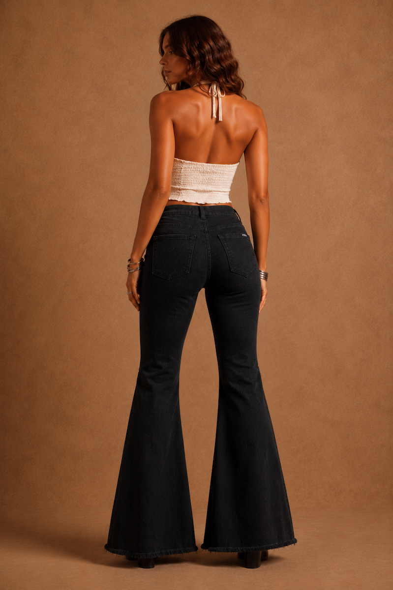 Rockstar Rouge Brown Faux Cowhide Flare Jeans GJG DENIM