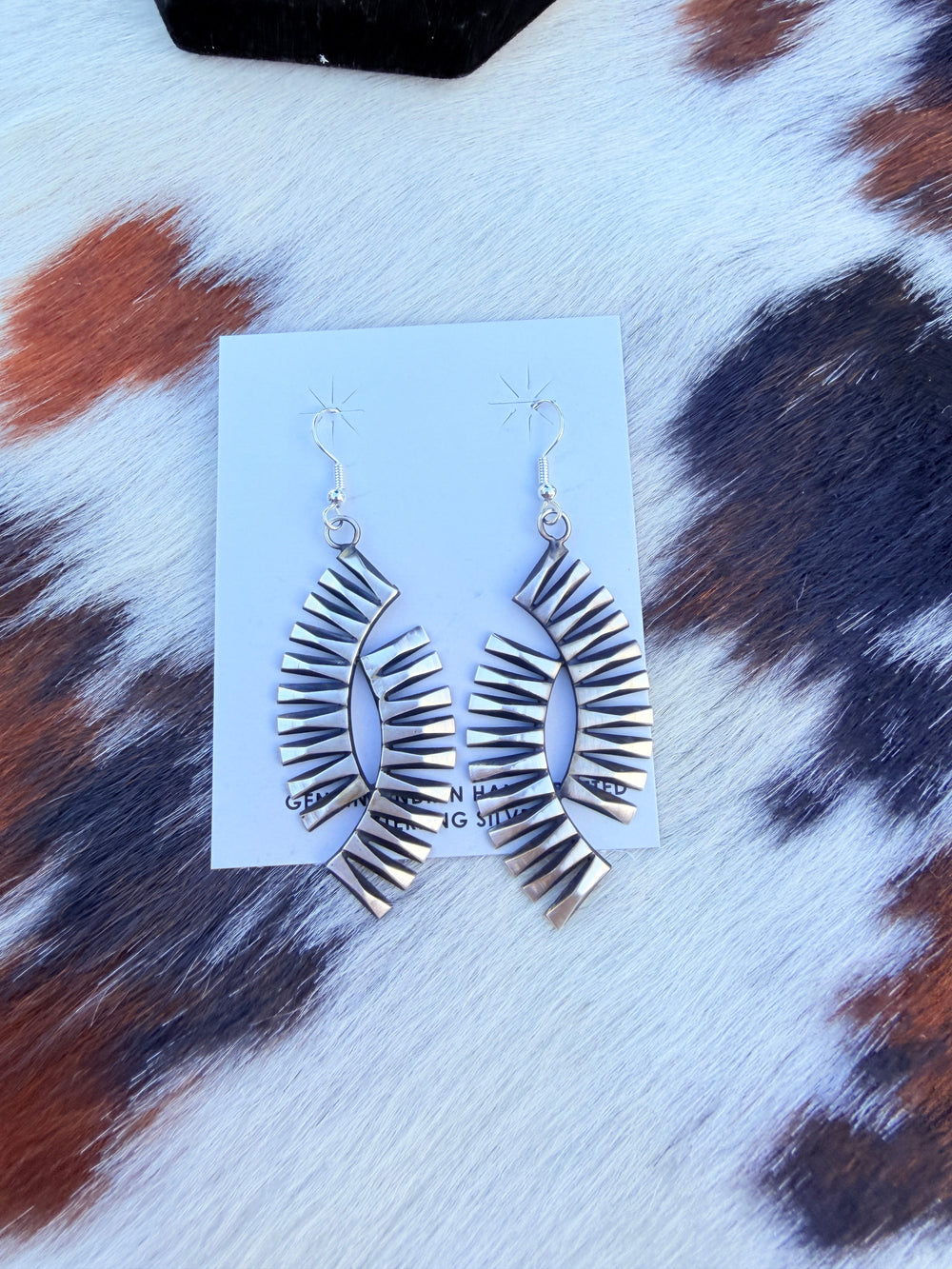 Handcrafted Beth Dutton Collection Sterling Silver Dangle Earrings Nizhoni Traders LLC
