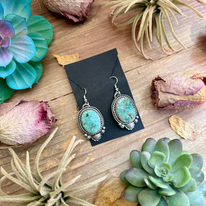 Sterling Silver Cripple Creek Turquoise Dangle Earrings by Shay Pfeiffer