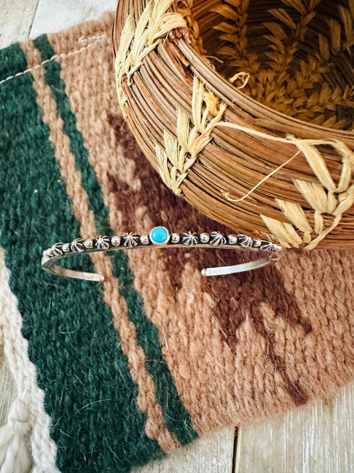 Navajo Sterling Silver & Kingman Turquoise Cuff Bracelet by Raymond Coriz