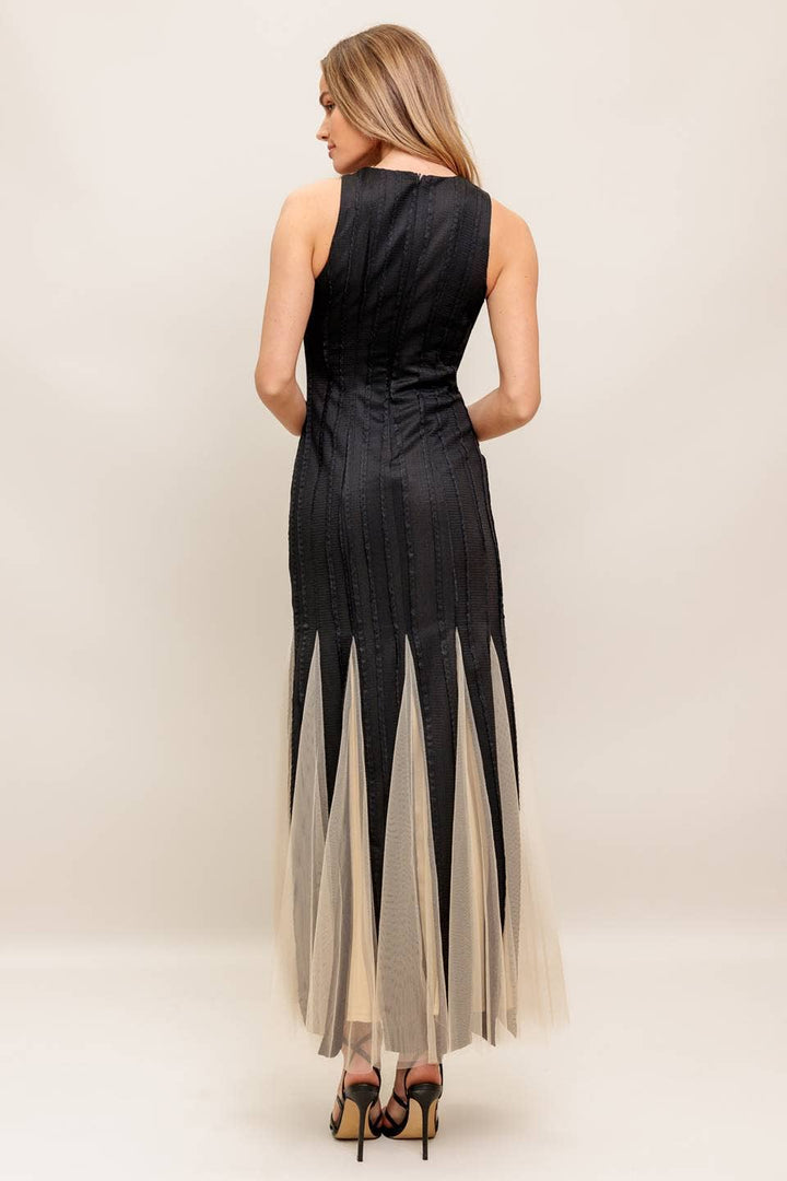 Noir Tulle Black Knit Maxi Dress