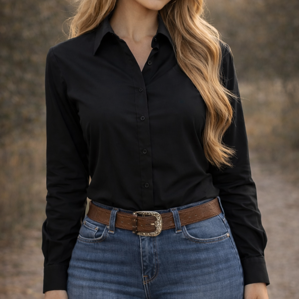 Ride Or Die Button Up Rodeo Shirt -Black