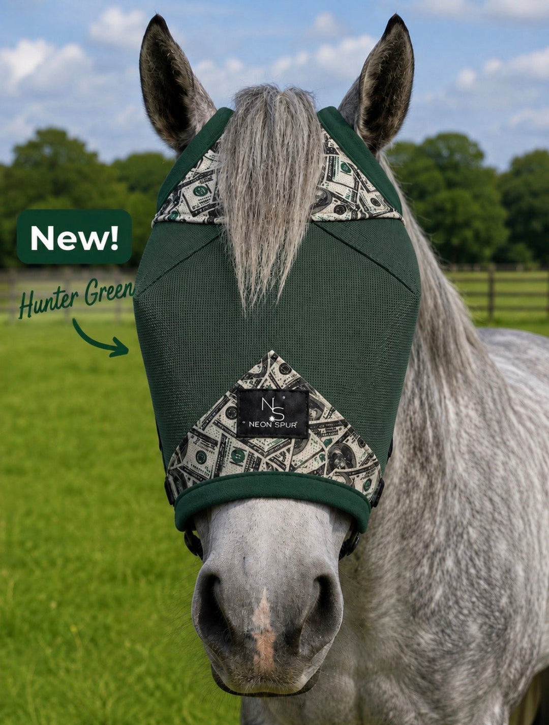 Entry Fees Fly Mask -Green Neon Spur