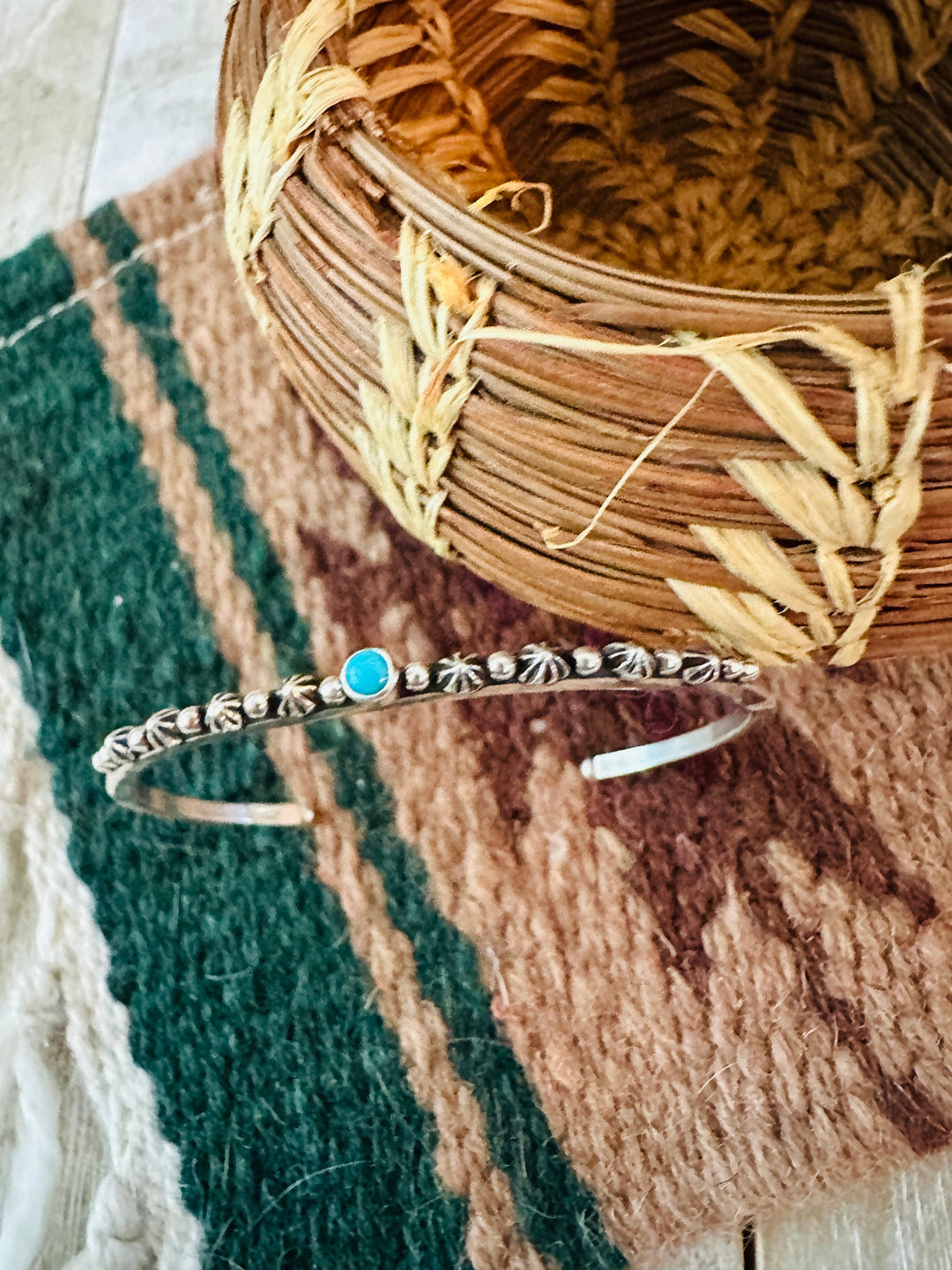 Navajo Sterling Silver & Kingman Turquoise Cuff Bracelet by Raymond Coriz