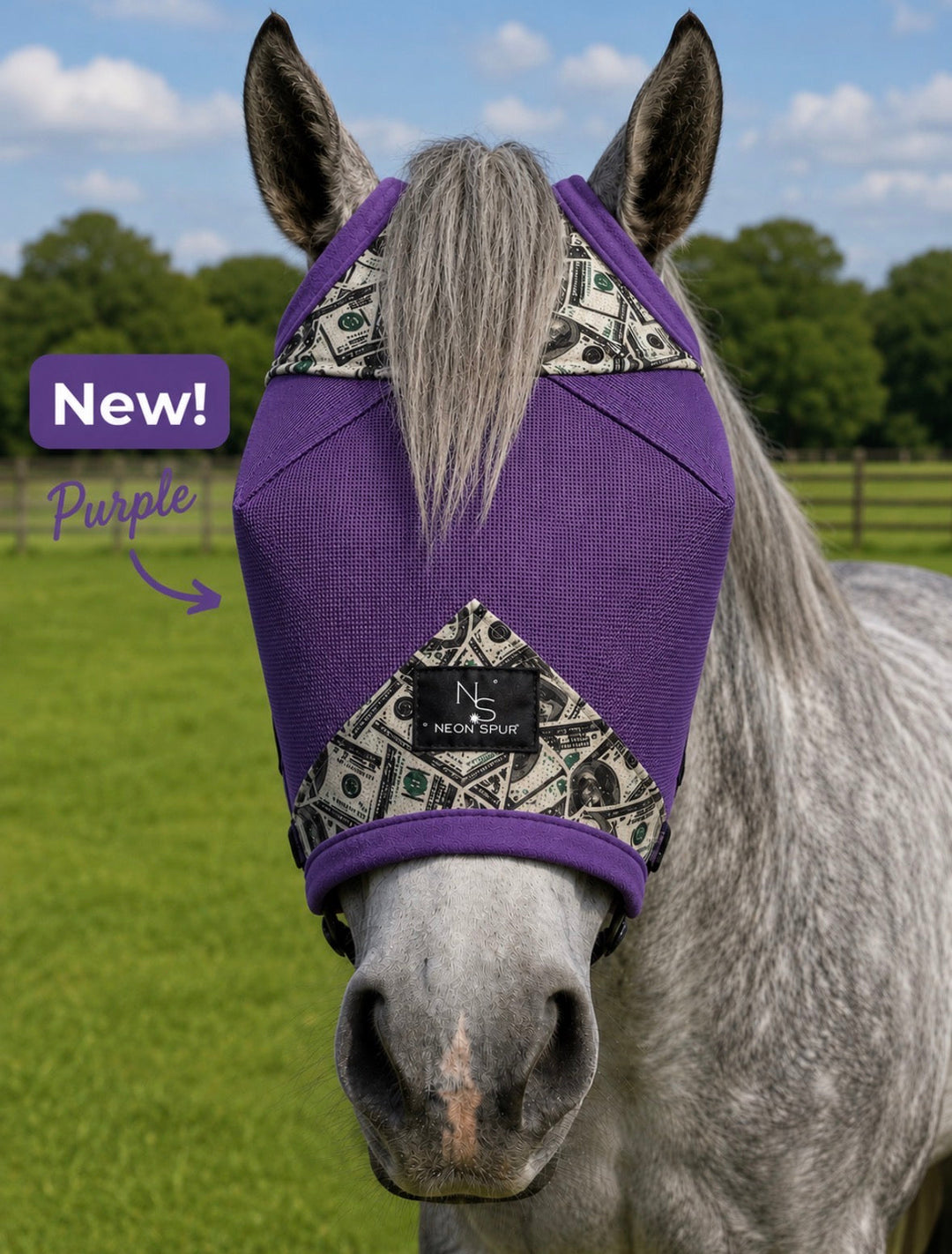 Entry Fees Fly Mask - Purple - Full Size Neon Spur