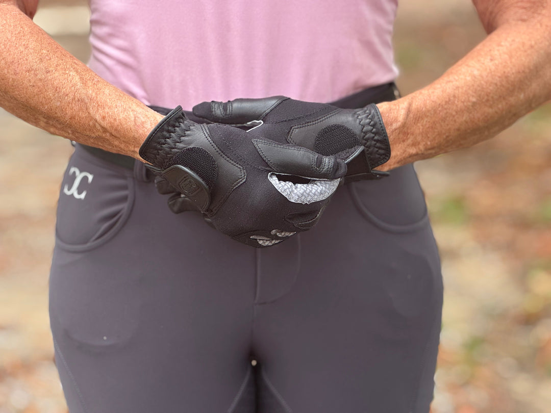 Oil-Tac Copper Tech™️ Leather Premium Riding Glove in Black CorrectConnect