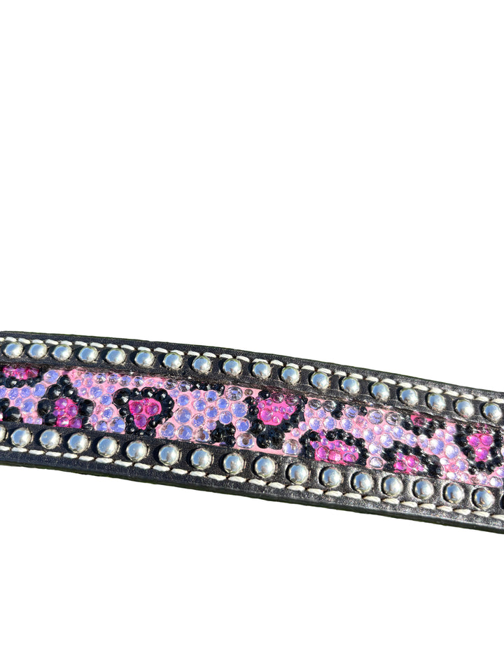 Catty Cowgirl Crystal Tooled Leather Belt