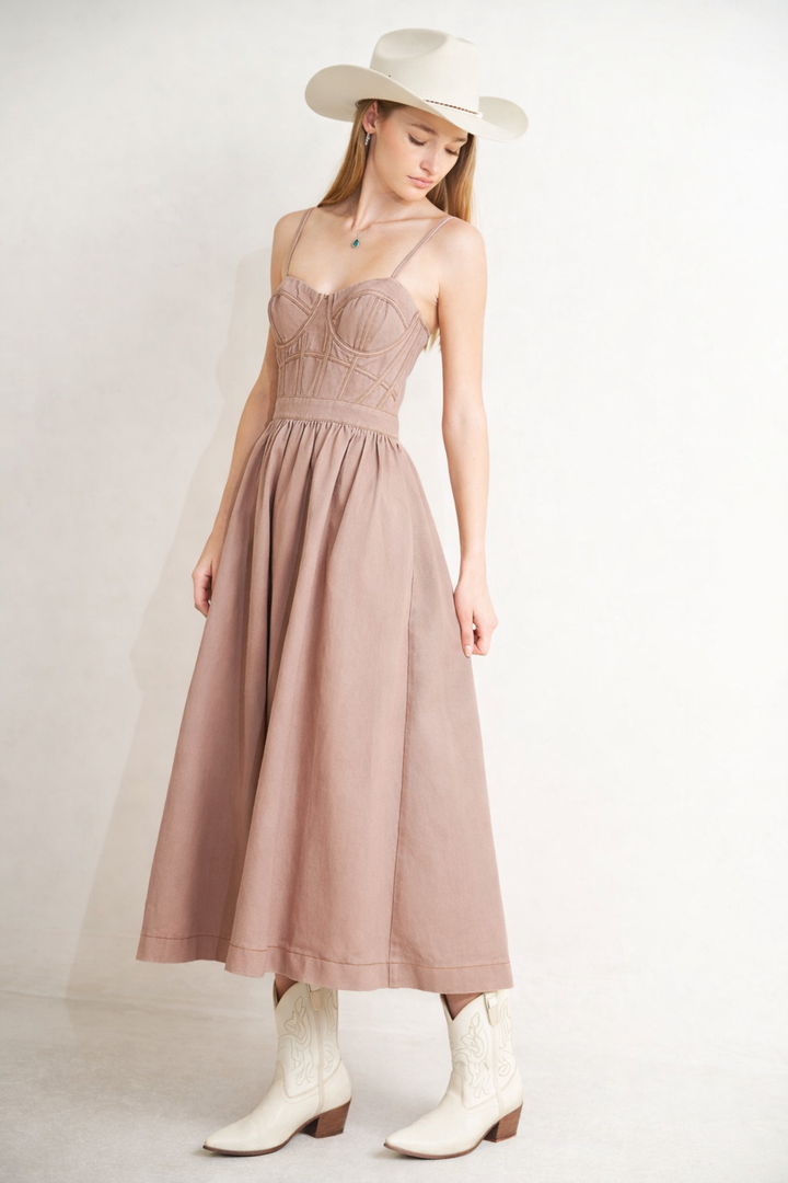 Understated Glam Woven Twill Midi Dress