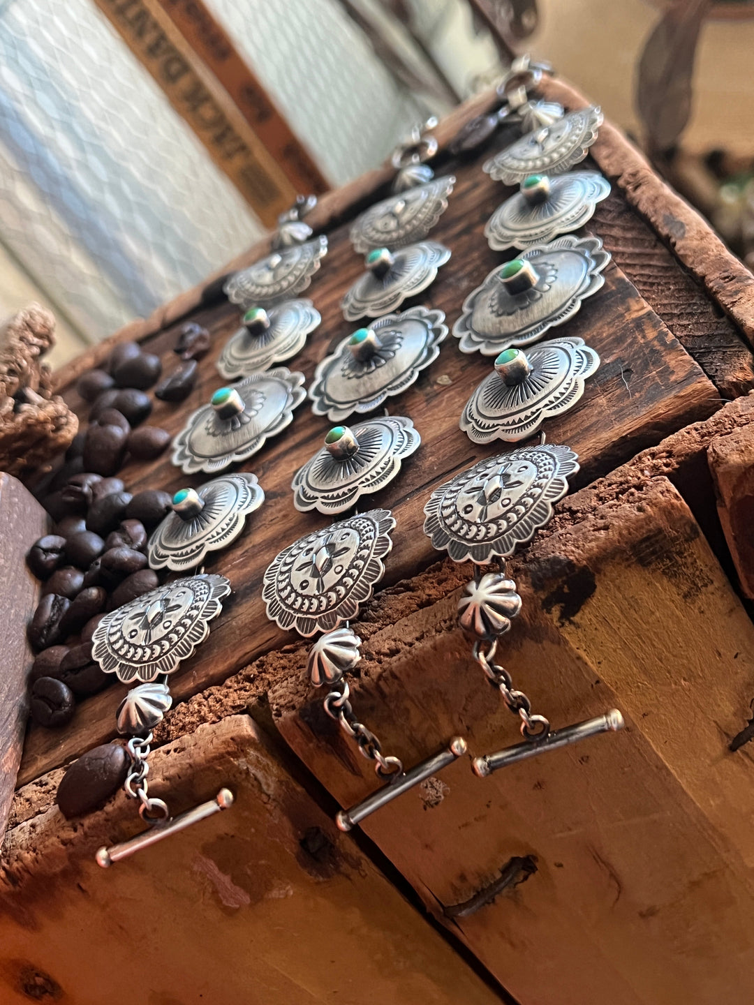 Daniel Coriz Sterling Concho Link Bracelets with Sonoran Mountain Turquoise