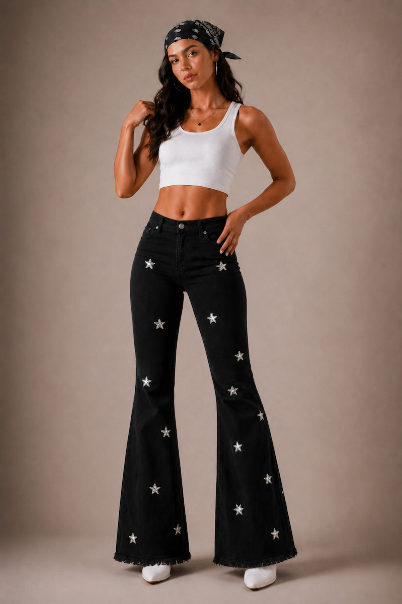 Midnight Stardust Bell Bottom Jeans GJG DENIM