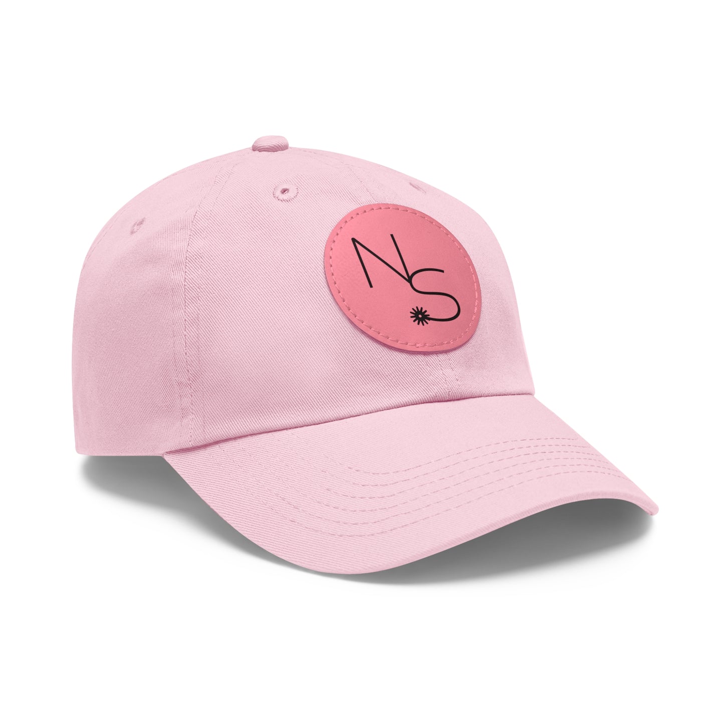 Neon Spur Emblem Dad Hat with Round Vegan Leather Patch