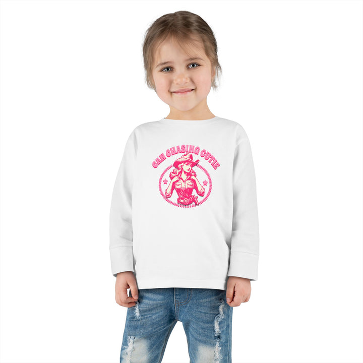 Can Chasing Cutie Toddler Long Sleeve Graphic Tee
