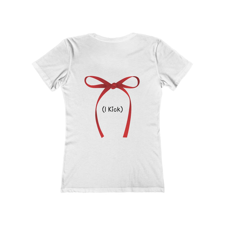 “I Kick” Red Bow Women's Boyfriend Tee