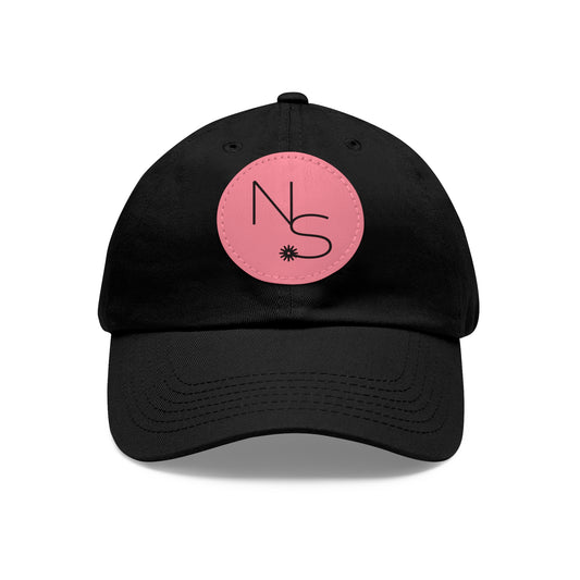 Neon Spur Emblem Dad Hat with Round Vegan Leather Patch