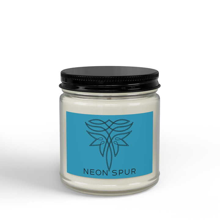 Turquoise Boot Stitch Soy Scented Candle Jar — 4oz & 9oz Amber Jar with Black Lid