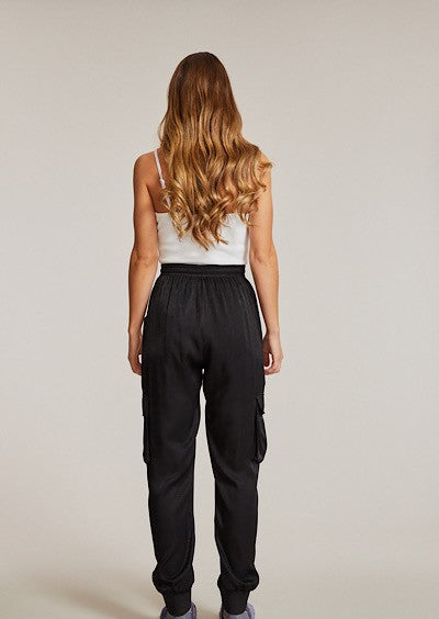 Textured Satin Cargo Pants
