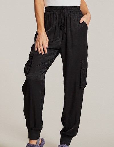 Textured Satin Cargo Pants