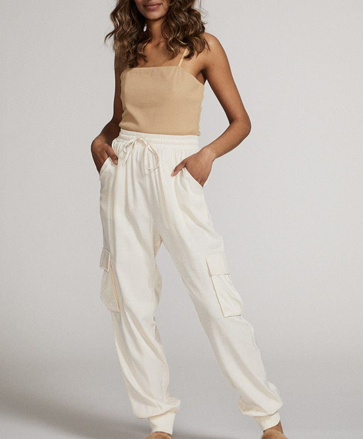 Textured Satin Cargo Pants