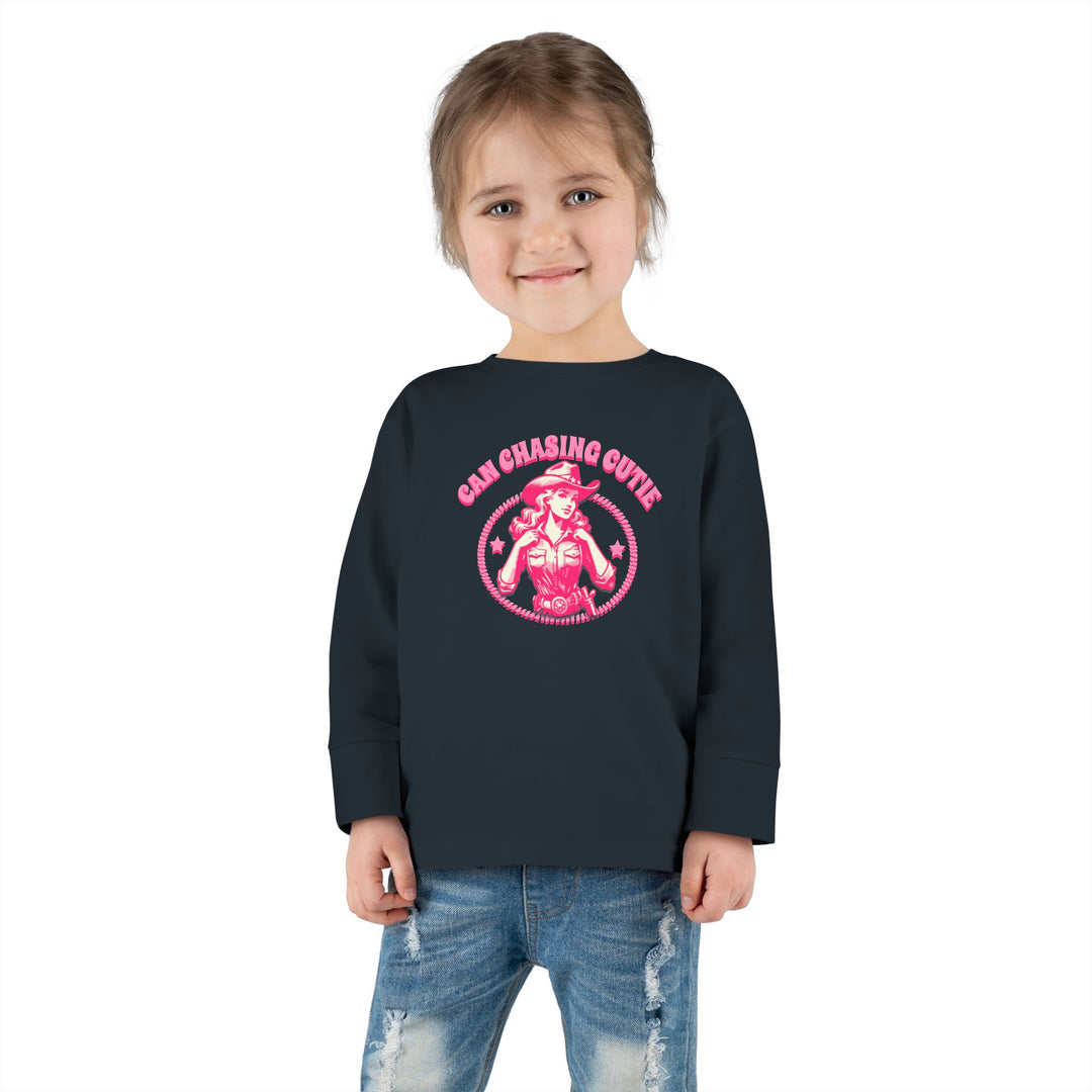 Can Chasing Cutie Toddler Long Sleeve Graphic Tee