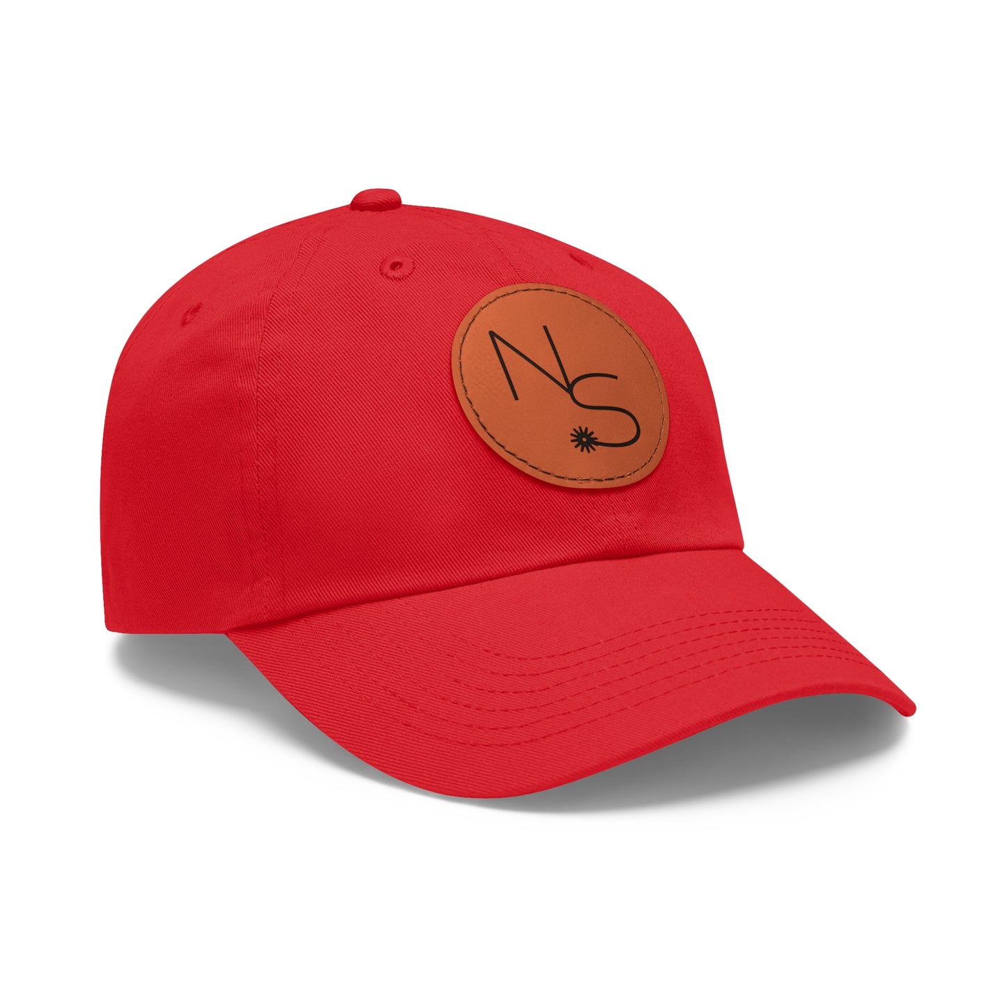 Neon Spur Emblem Dad Hat with Round Vegan Leather Patch