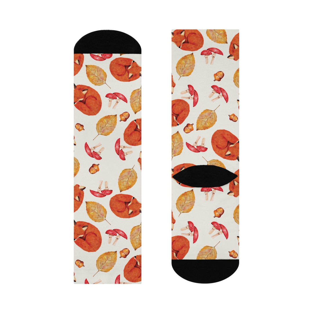 Autumn Fox Crew Socks Printify