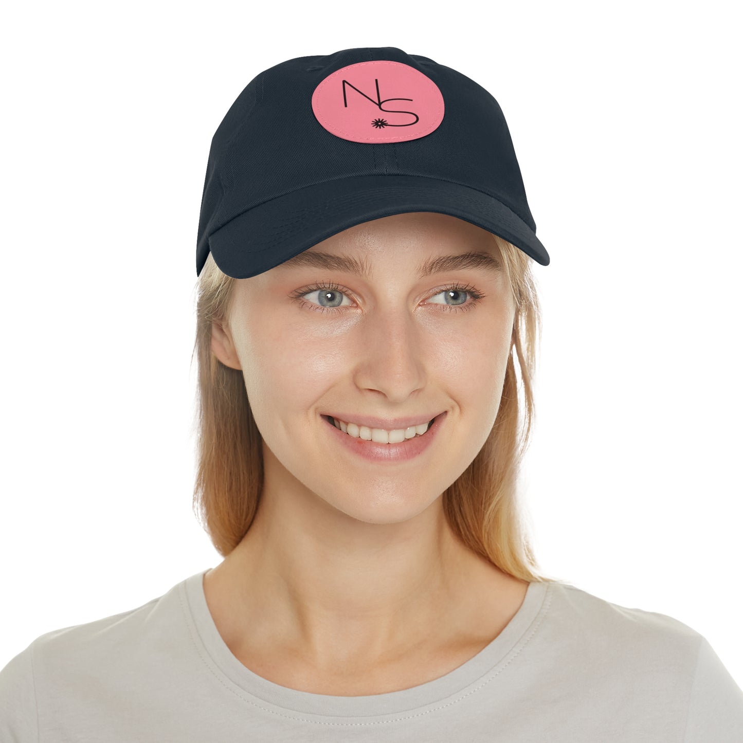 Neon Spur Emblem Dad Hat with Round Vegan Leather Patch