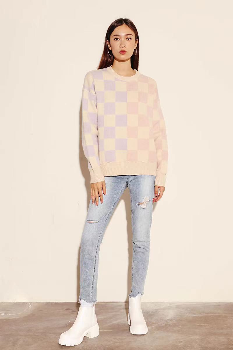 Two Tone Pastel Check Sweater