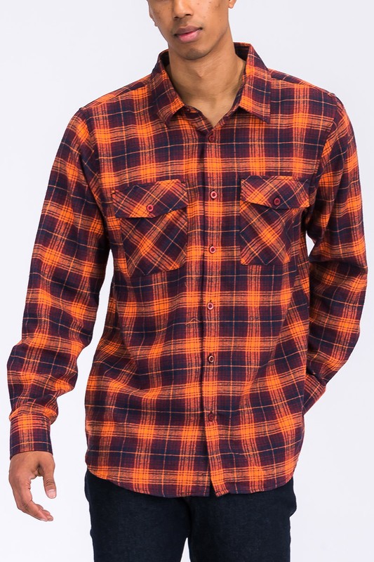 Checker Plaid Flannel Long Sleeve