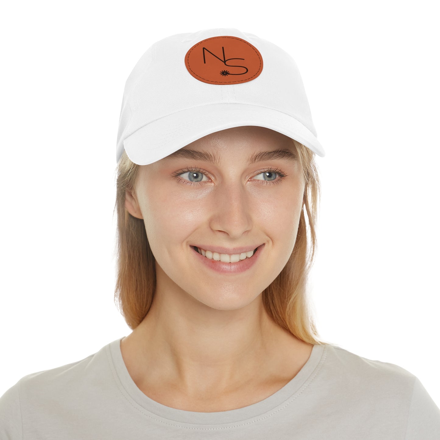 Neon Spur Emblem Dad Hat with Round Vegan Leather Patch