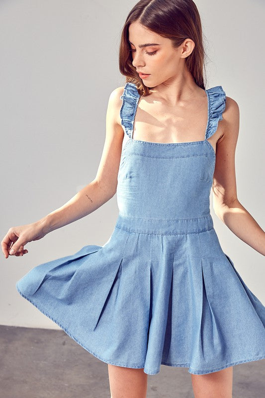 Denim A-Line Open Back Dress