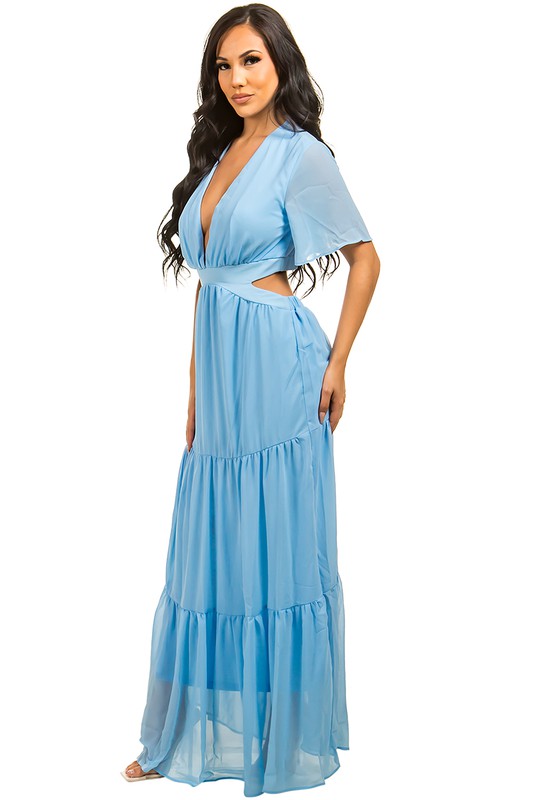 Chiffon Side Cut Maxi Dress