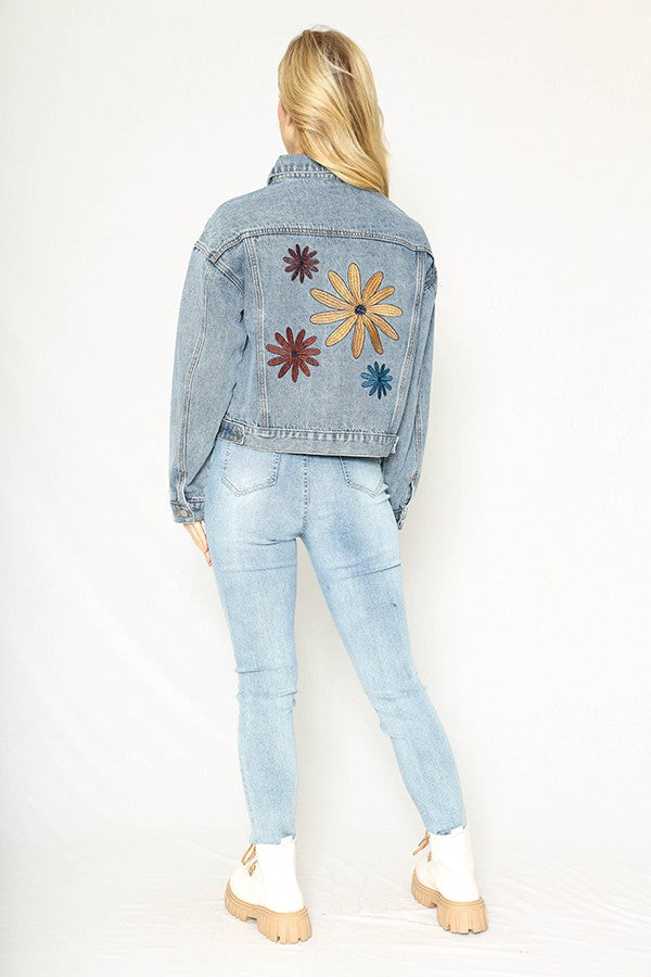 Wild Flower Power Denim Jacket