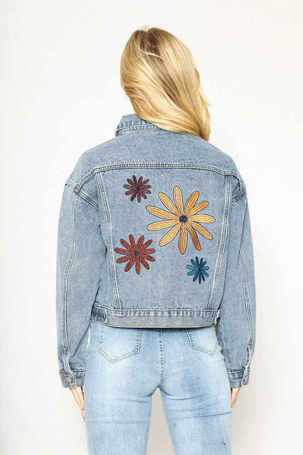Wild Flower Power Denim Jacket