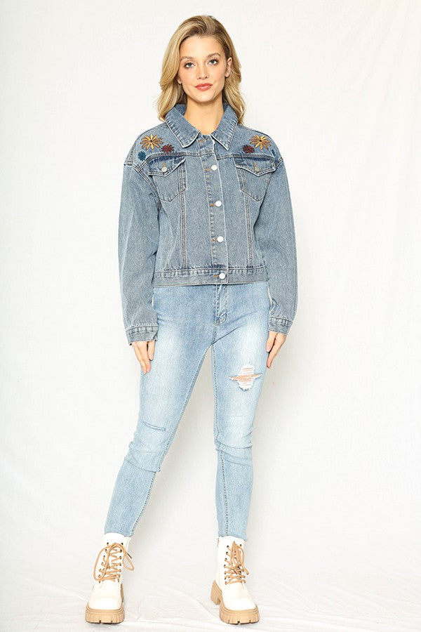 Wild Flower Power Denim Jacket