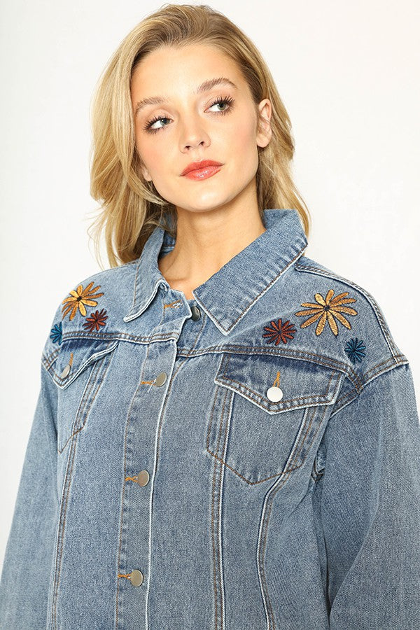 Wild Flower Power Denim Jacket