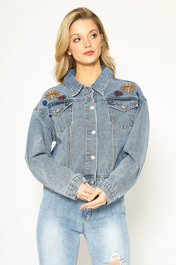 Wild Flower Power Denim Jacket