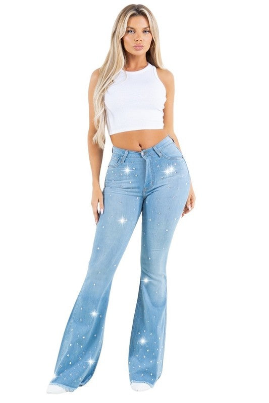 Vegas Glam Light Wash Bell Bottom -30” Inseam