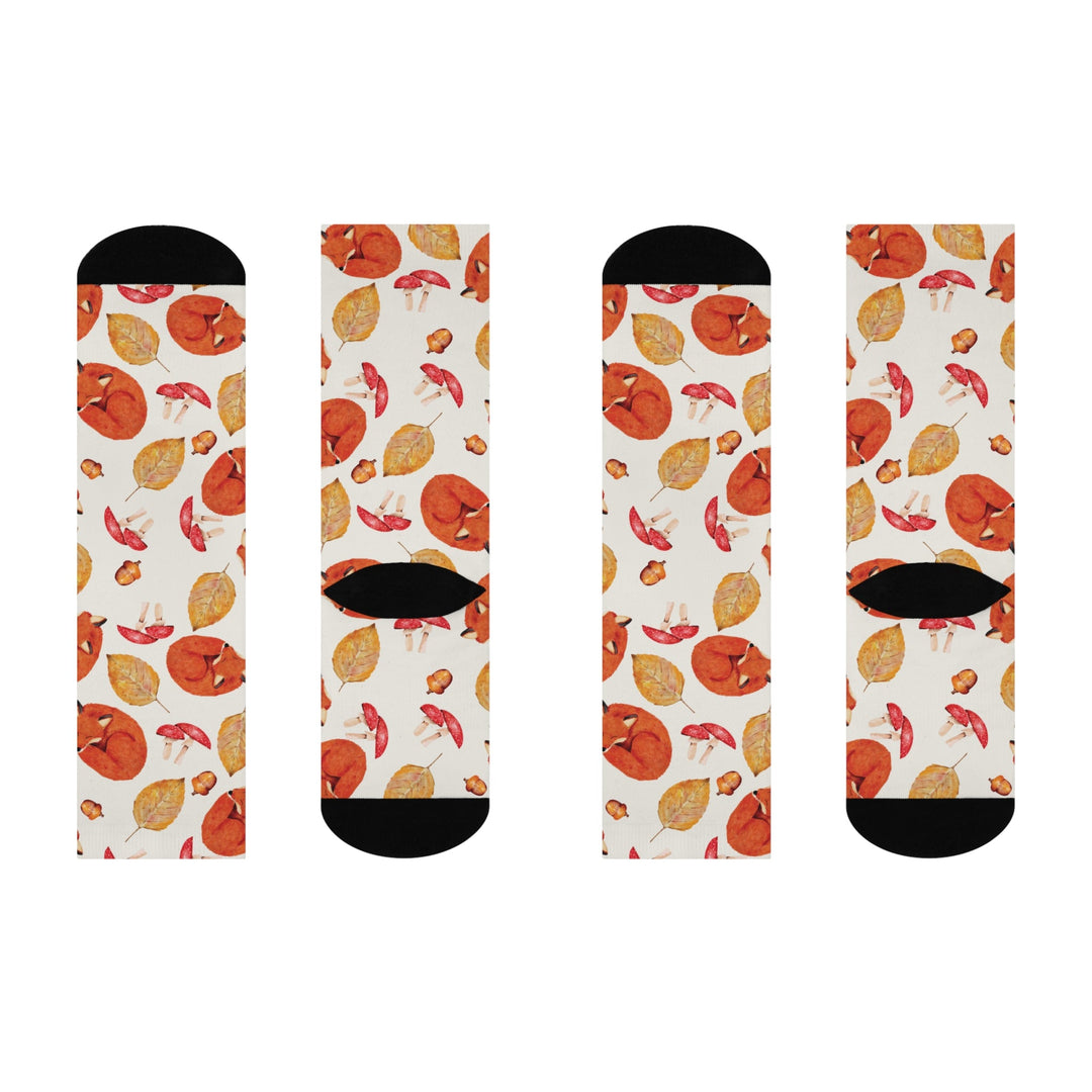Autumn Fox Crew Socks Printify