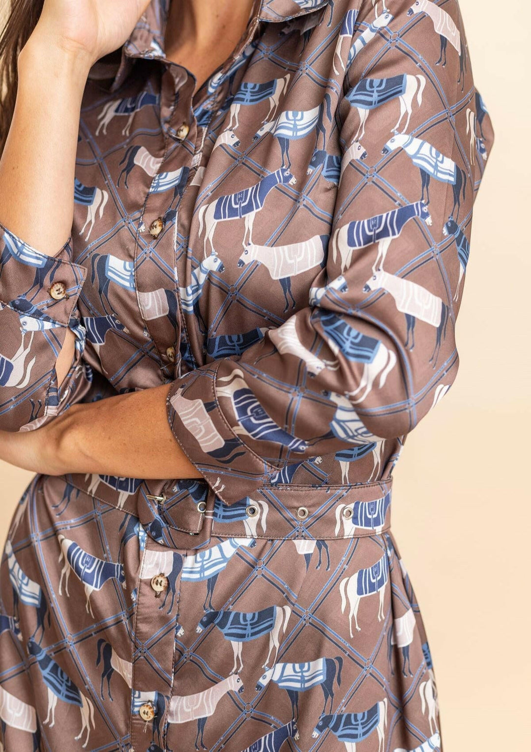 Charlotte Tunic Dress | Victory Print | Chocolate | Sample