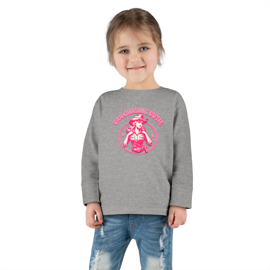 Can Chasing Cutie Toddler Long Sleeve Graphic Tee