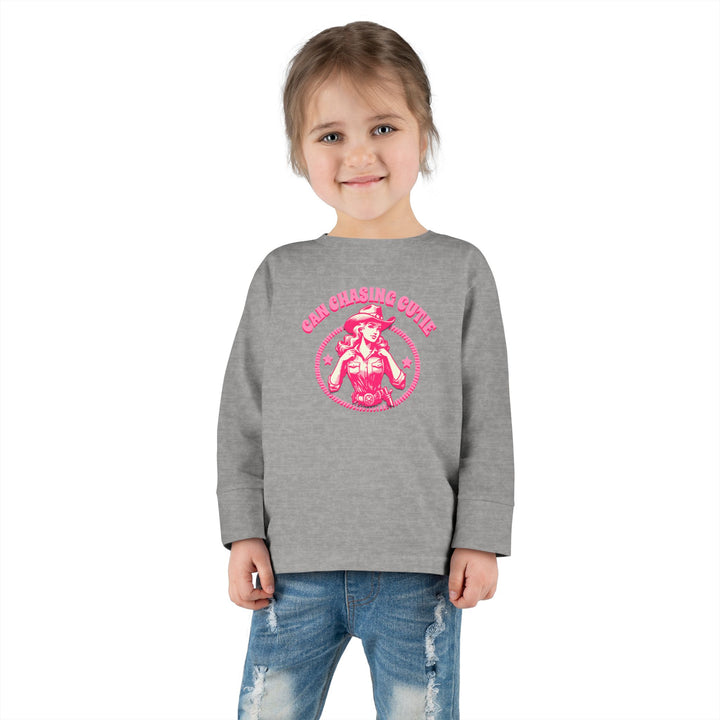 Can Chasing Cutie Toddler Long Sleeve Graphic Tee