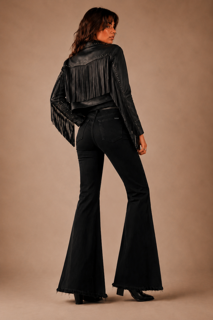 Rockstar Rouge Flare Black Crocodile GJG DENIM