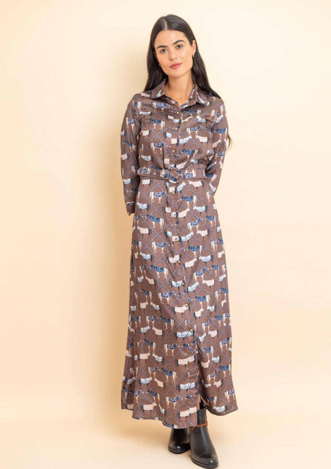 Charlotte Tunic Dress | Victory Print | Chocolate | Sample