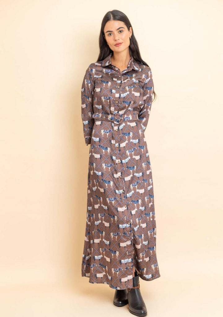 Charlotte Tunic Dress | Victory Print | Chocolate | Sample
