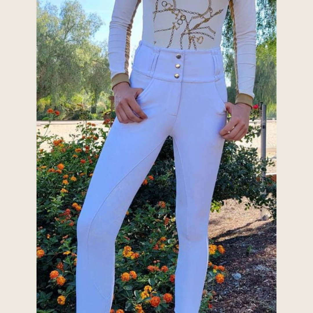 White Bridle Chain Silicone Grip Show Breeches