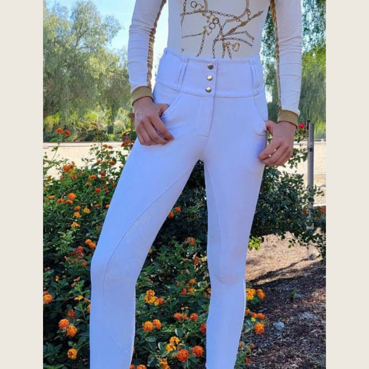 White Bridle Chain Silicone Grip Show Breeches