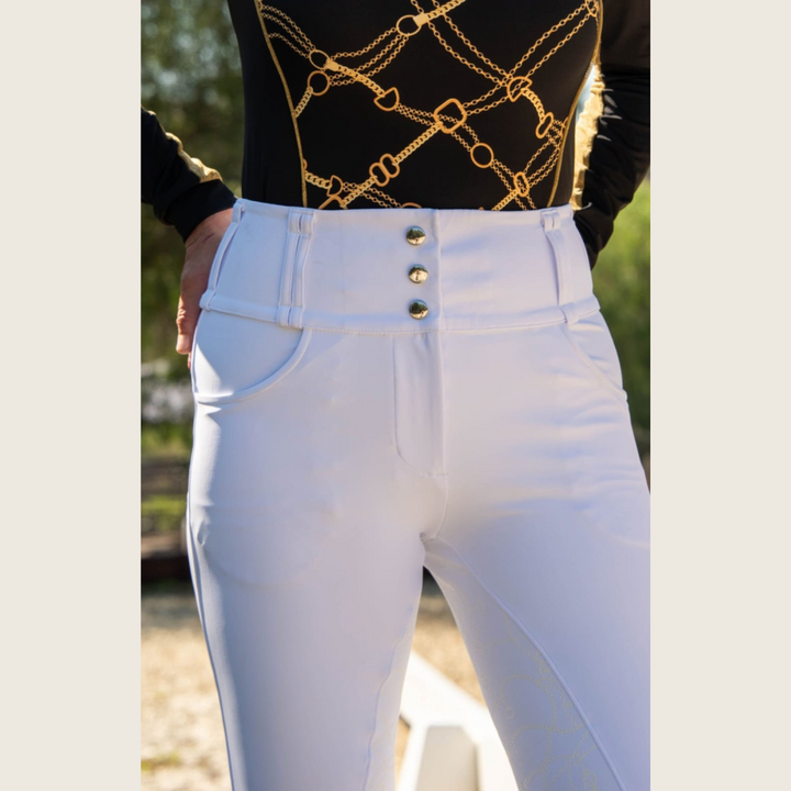 White Bridle Chain Silicone Grip Show Breeches