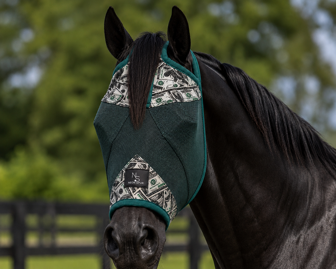 Entry Fees Fly Mask -Green Neon Spur