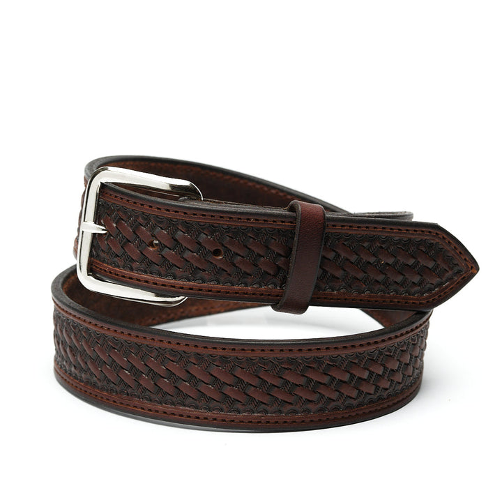 Chocolate Basket Stamp Leather Belt